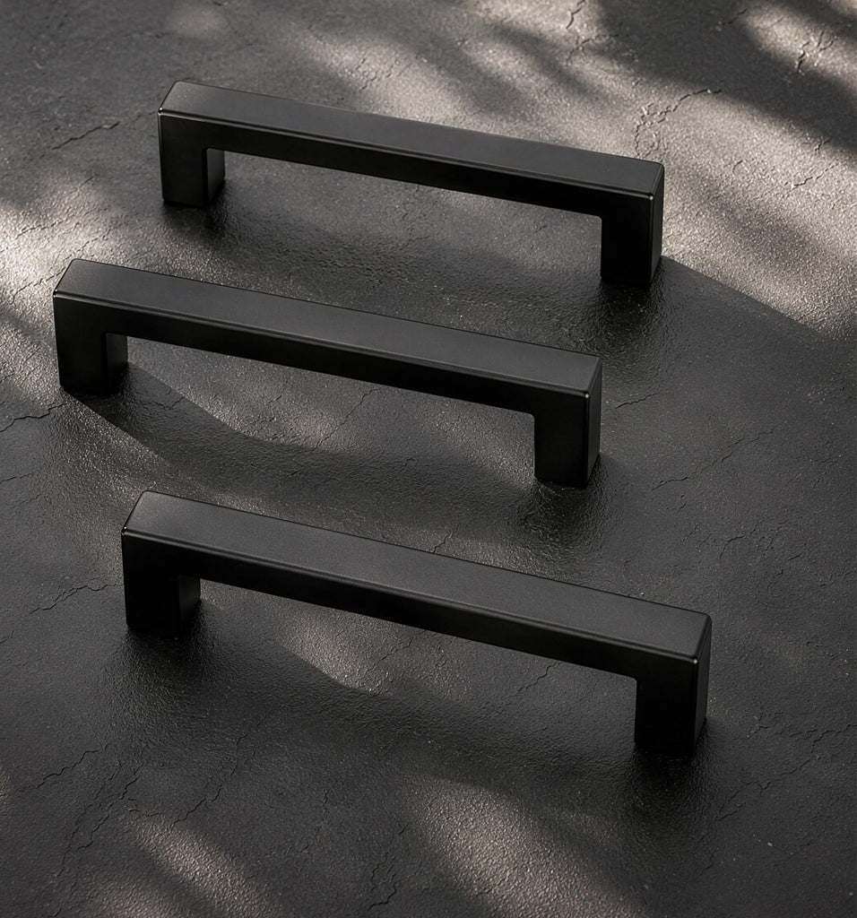 Matte Black Cabinet Handles, 3 Inch CC, Solid Kitchen Pulls, 20 Pack