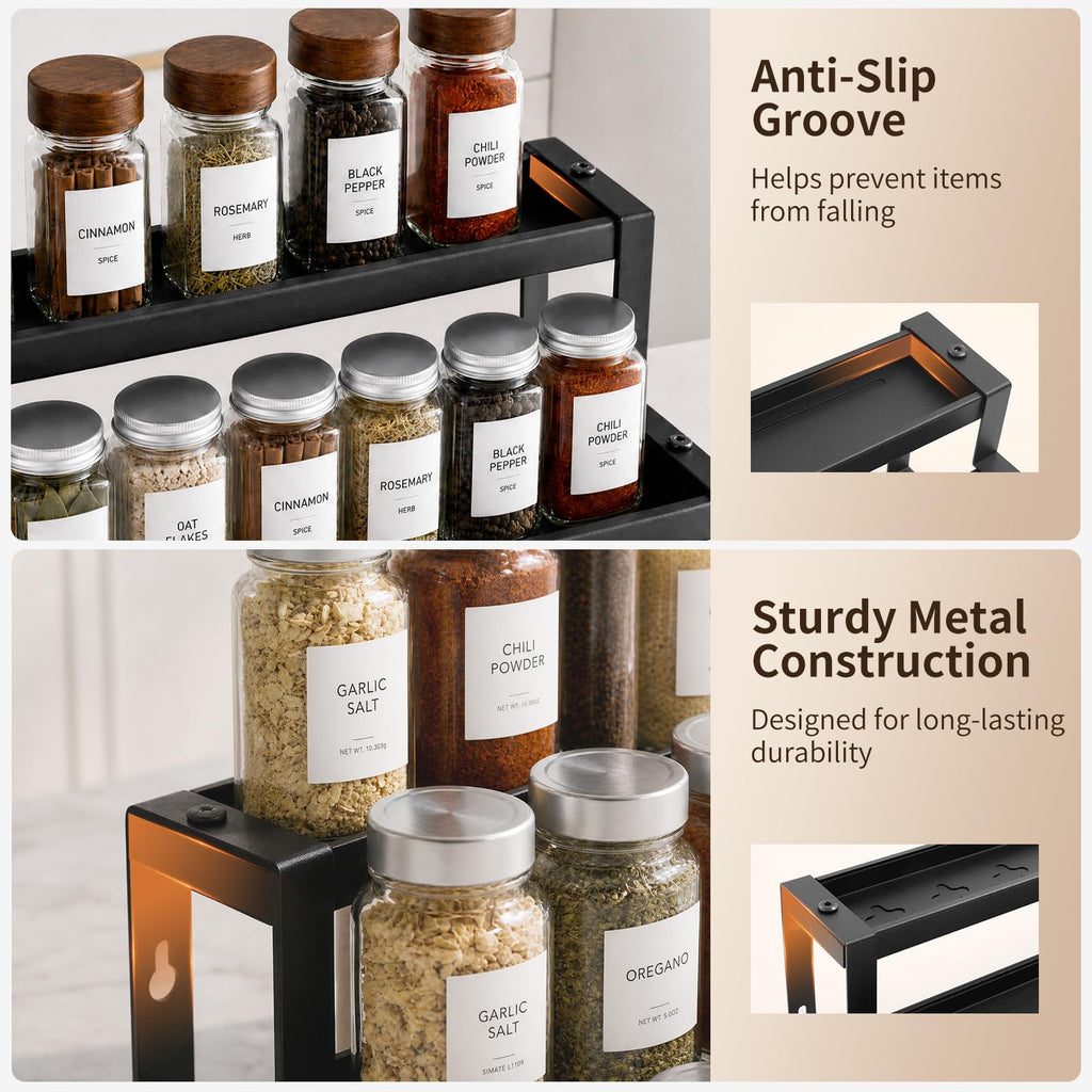 Expandable Spice Rack Organizer for Cabinet, Supports 17.6 lbs Per Tier