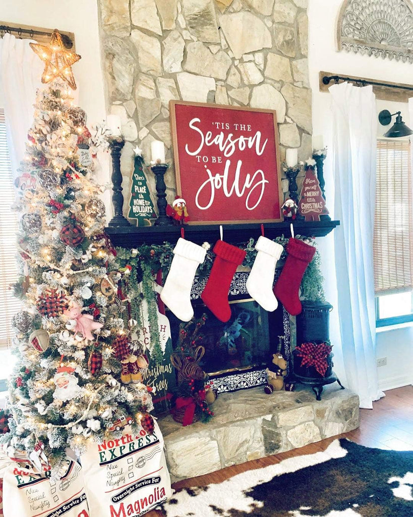 Christmas Stockings 18 Inches Large Size Cable Knitted Stocking Gifts & Decorations for Family Holiday Xmas - Set of 4