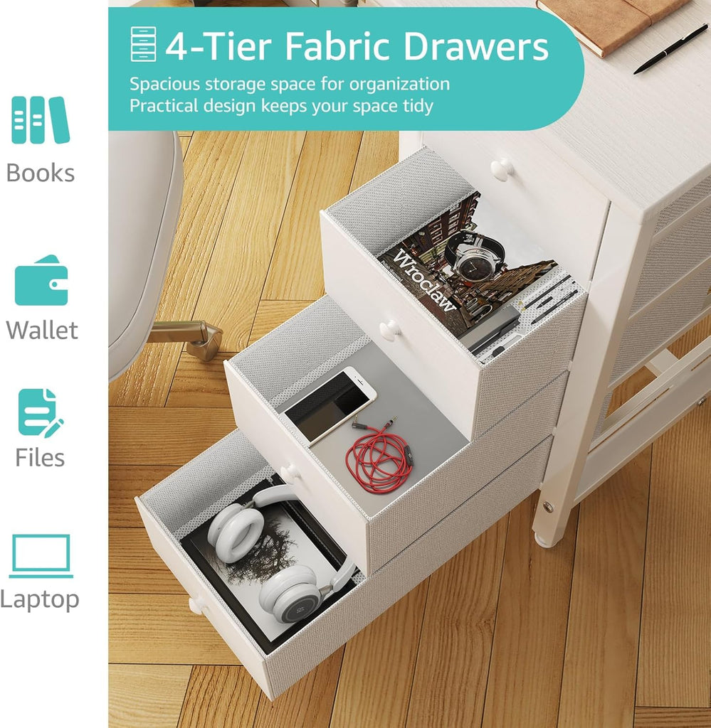 Small White Desk with Drawers, 40 Inch Kids Girls Study Desks