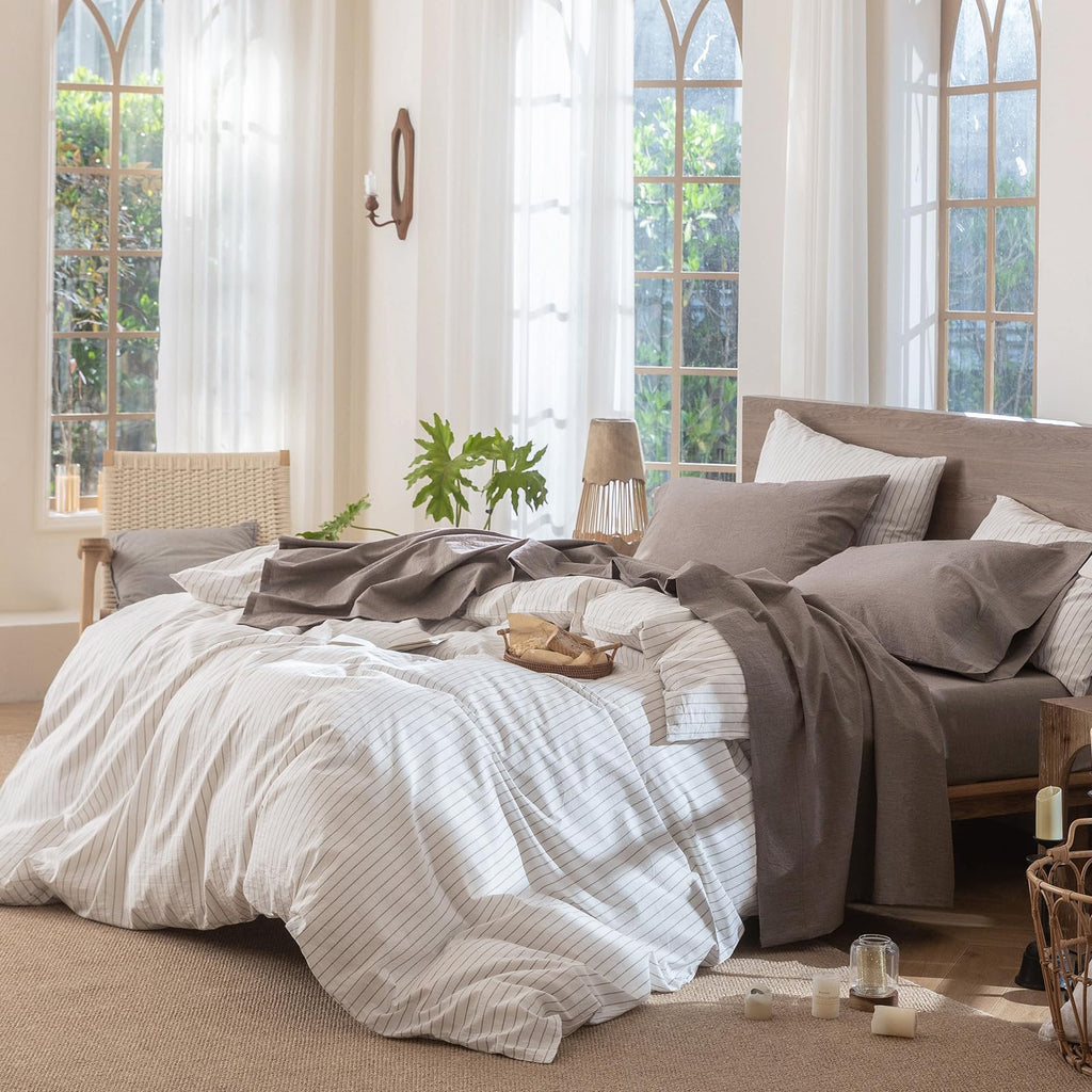 Fitted Sheet Only Washed Cotton Linen-Like Extra Deep Pocket King