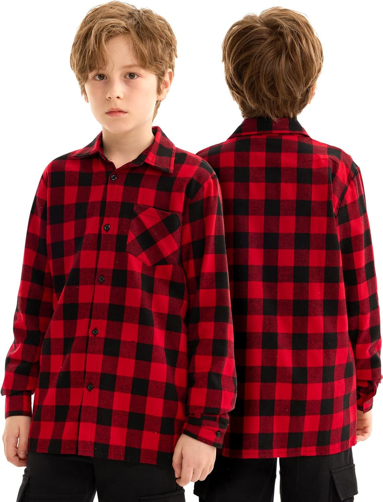 Boys Flannel Shirt Kids Long Sleeve Shirts Button Down