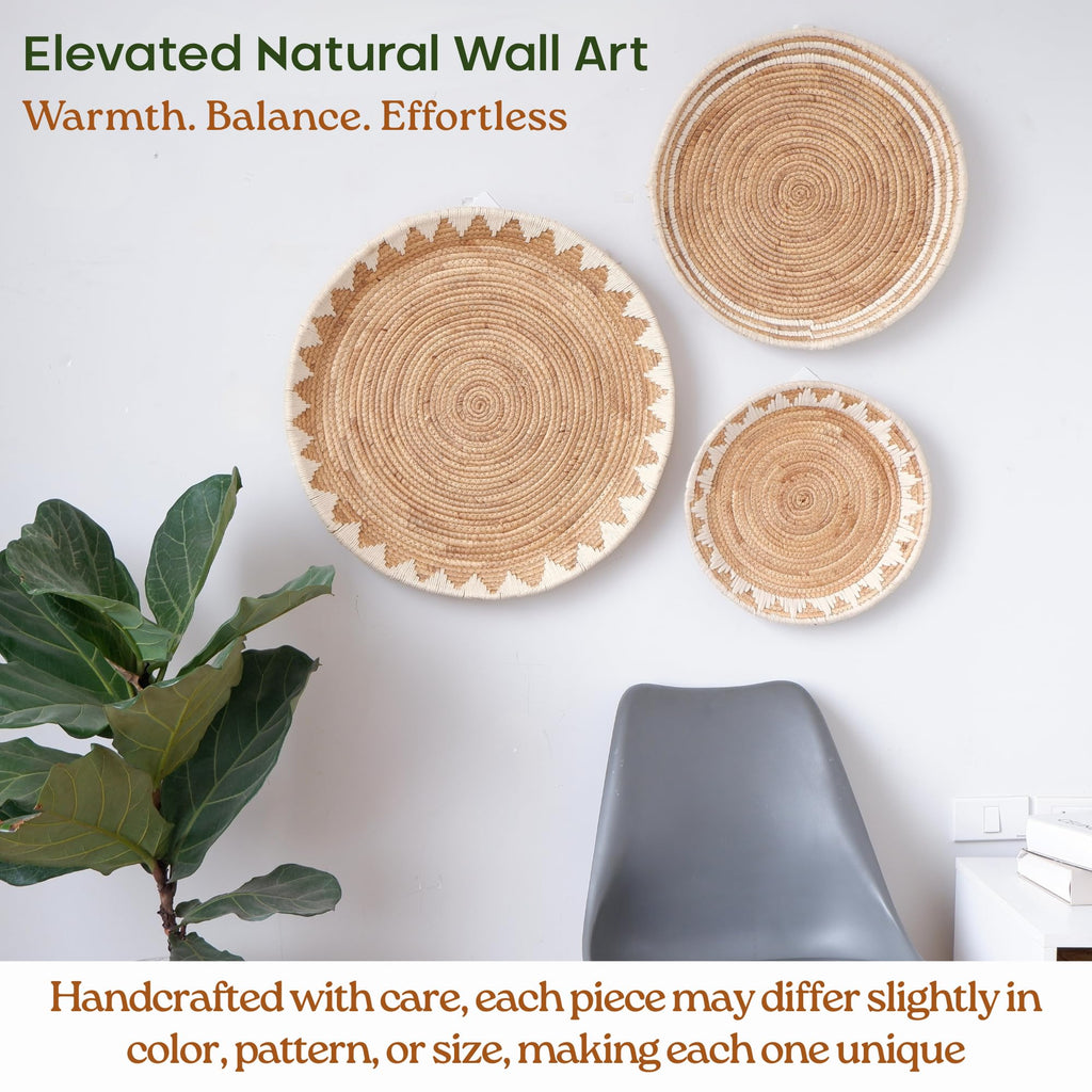 Extra Large Wall Basket Decor Boho Wicker Wall Hanging Set 3