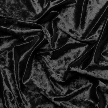 2-Way Stretch Crushed Velvet Fabric - 200g/m2, 65" Wide, 10 Yards, Black