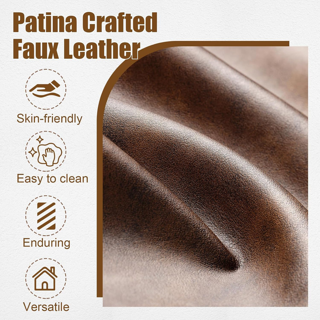 Faux Leather Mid-Century Modern Accent Chair, Brown - Set of 2