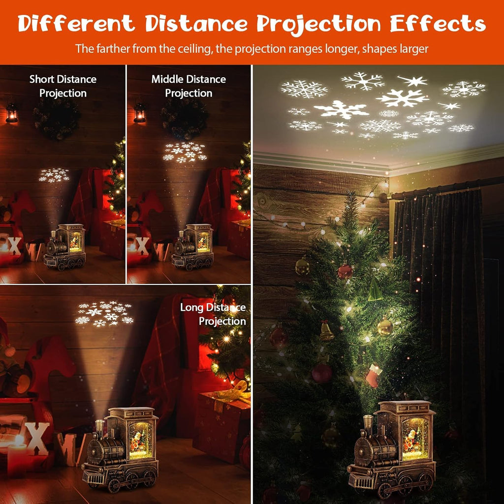Musical Snow Globe Lantern, Christmas Decor with Projection