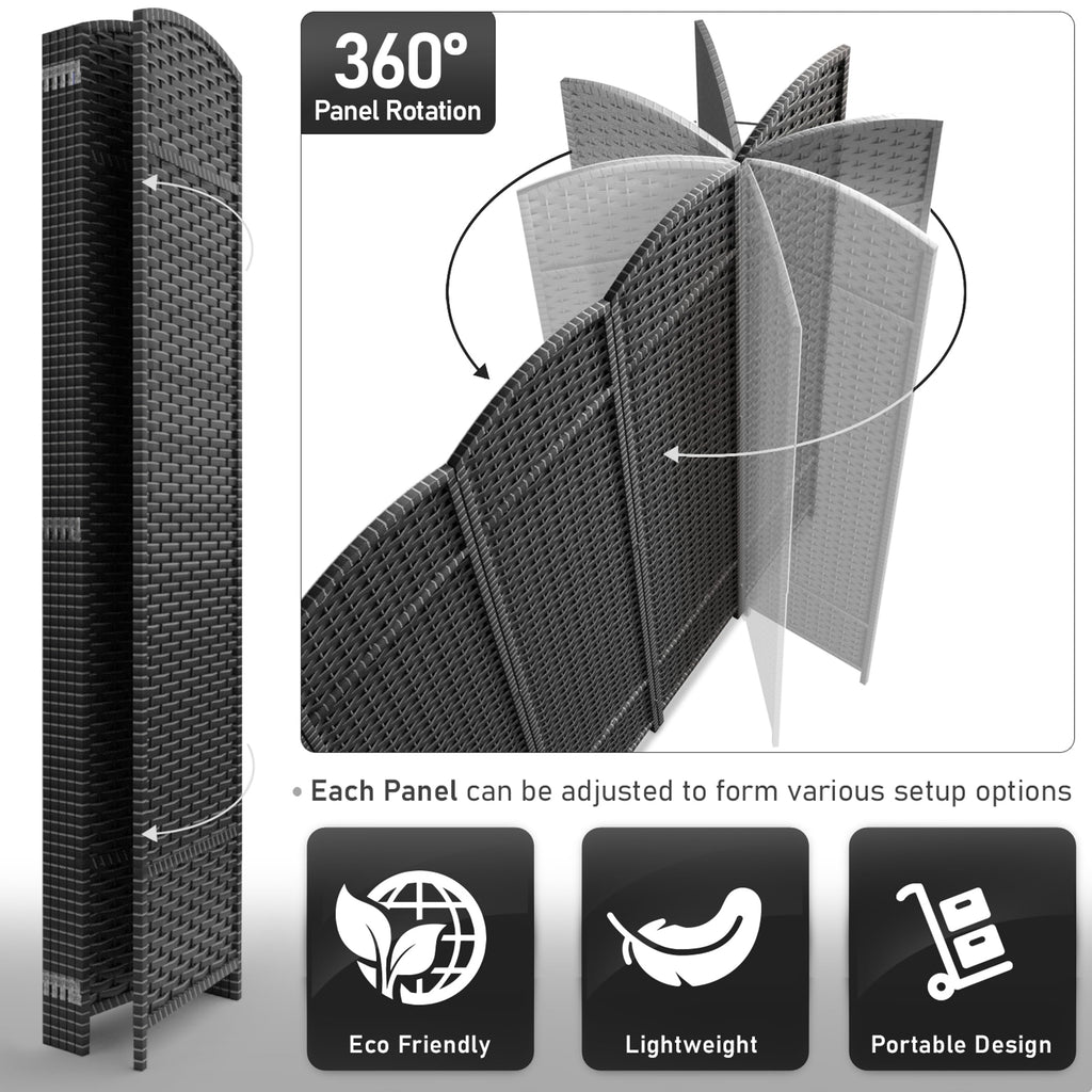 Foldable Room Divider, Mesh Privacy Screen (6 Panel, Grey White)