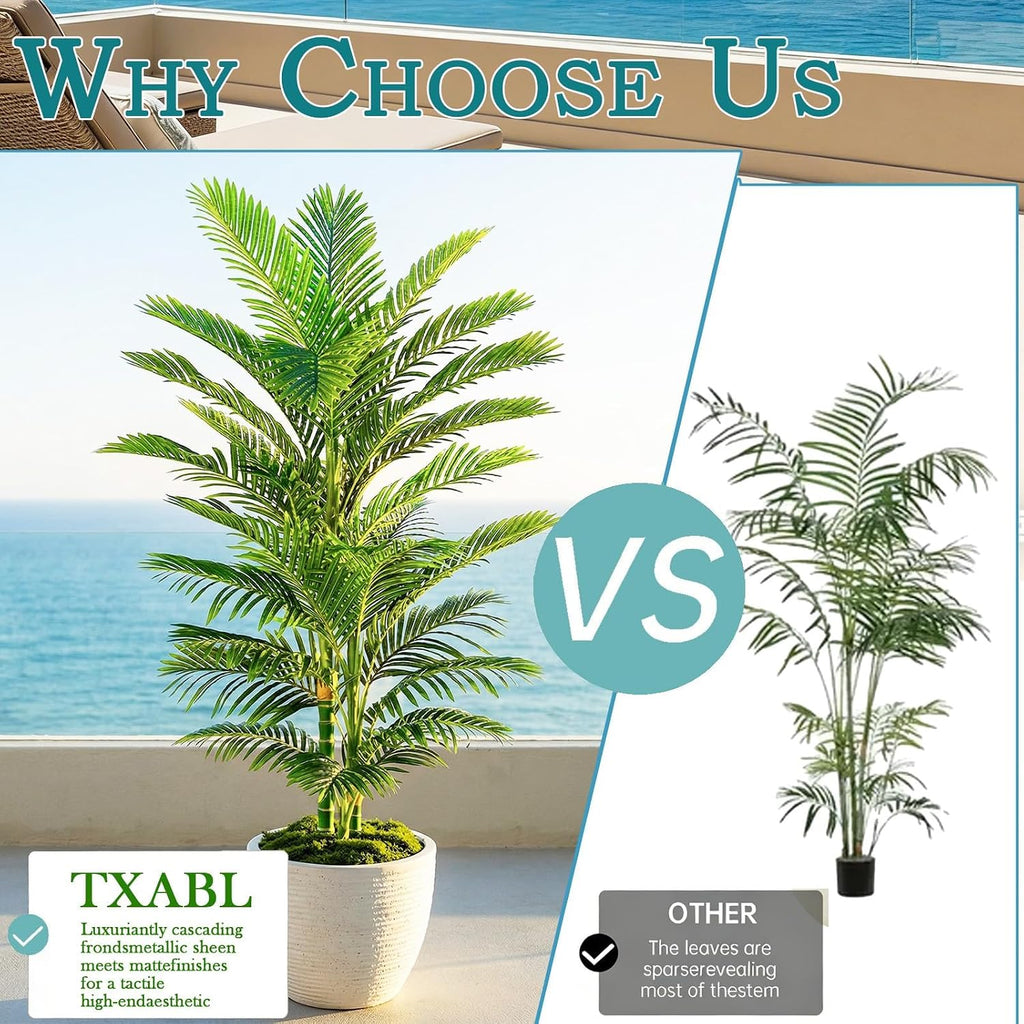 Artificial Palm Tree Indoor Plant (Black, 6FT)