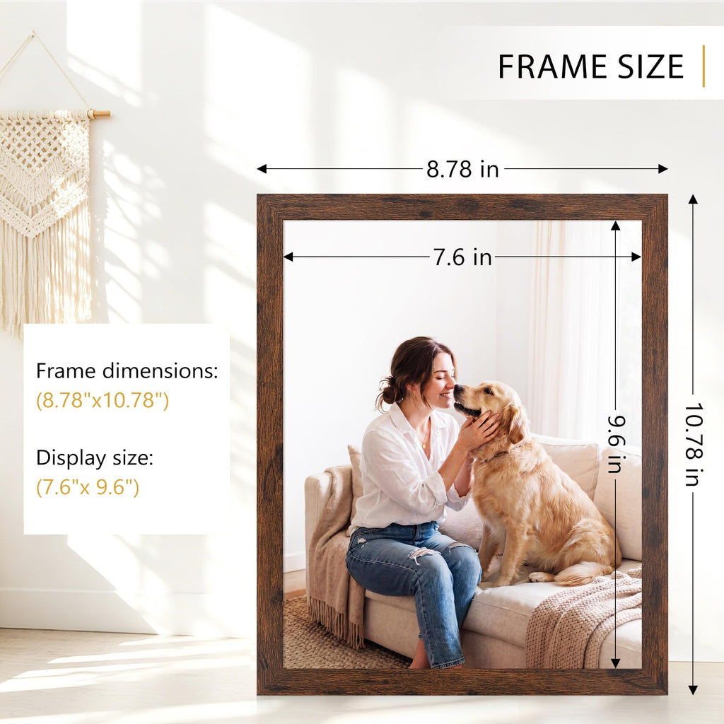 8x10 Picture Frame Set of 6, Wall or Tabletop, Brown Woodgrain