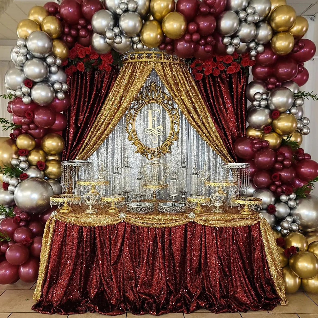 Long Sequin Tablecloth Rectangle Linen Glitter Fabric 6ft Table Decor