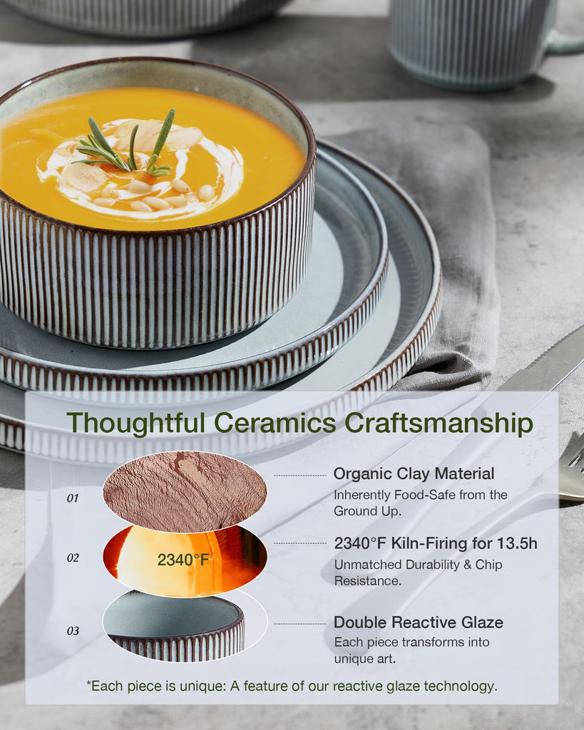 Star Dinnerware Sets with Mugs, Ceramic Plates and Bowls Set for 4