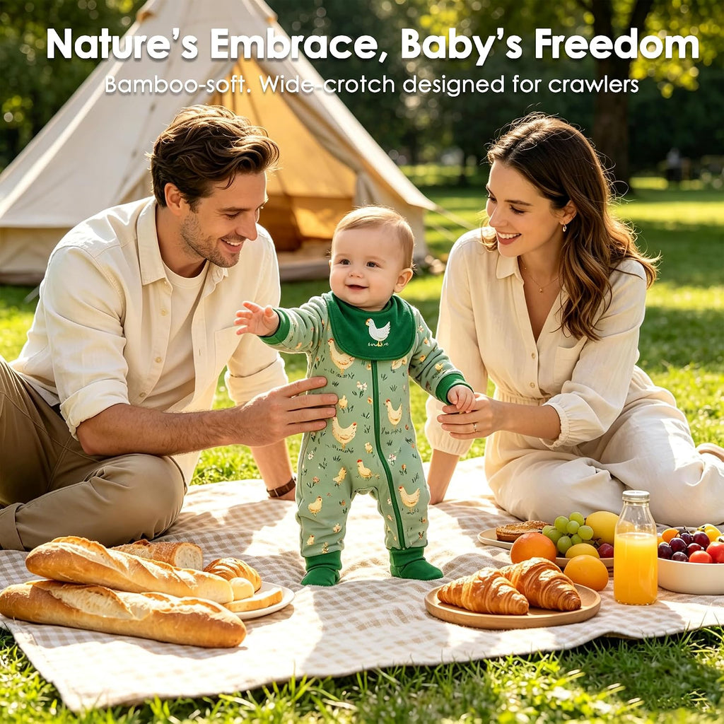 Bamboo Sleepers for Baby Footie Pajama, Way Zipper Onesie