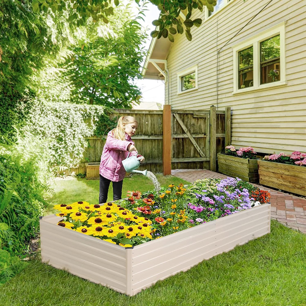 Galvanized Raised Garden Bed Kit, 8x4x2ft Planter Raised Garden Boxes Outdoor with Anti-Rust Paint, Rectangle Metal