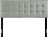 Emily Tufted Button Linen Fabric Upholstered King Headboard in Gray
