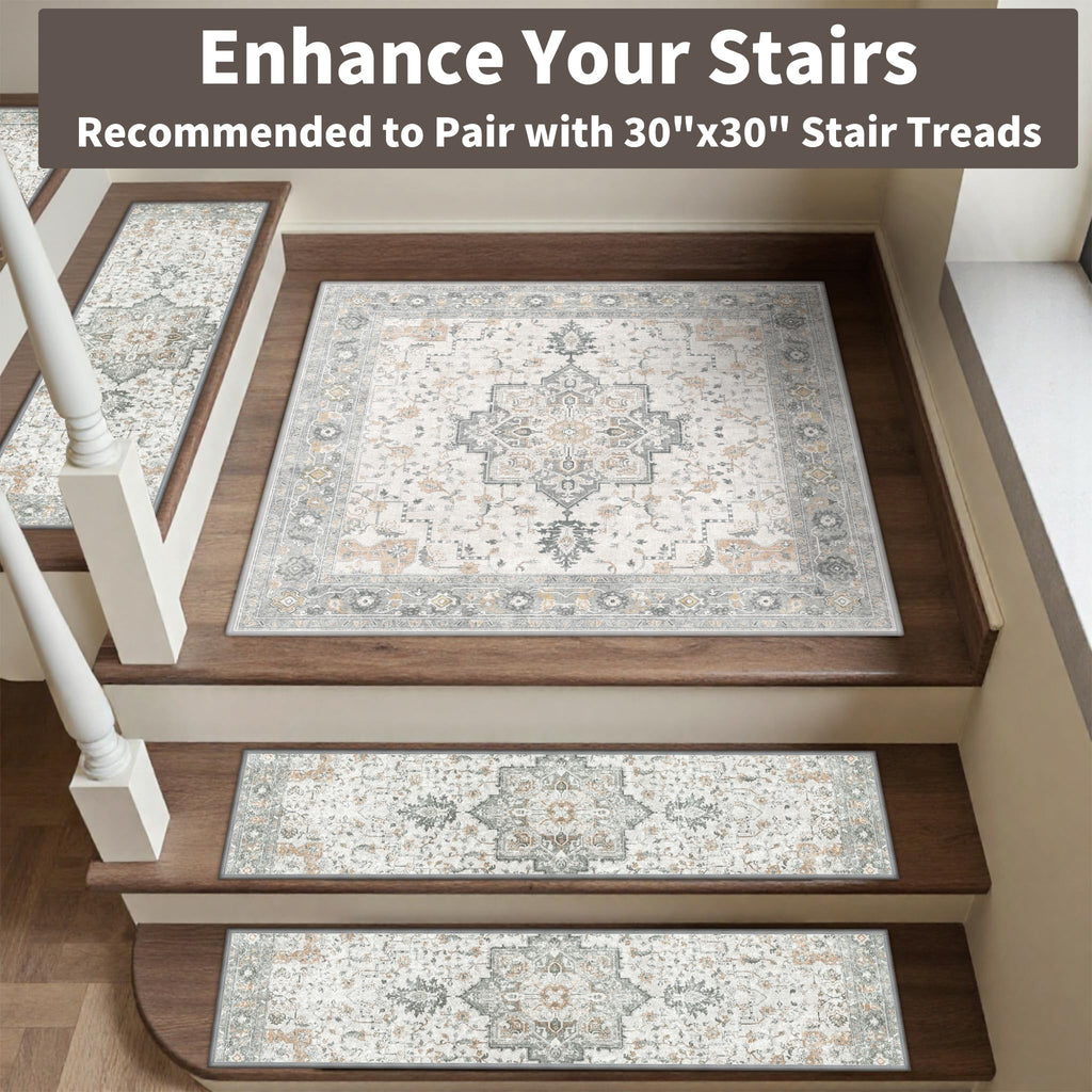 8"x30" Non Slip Stair Treads for Wooden Steps 4 Pack, Taupe
