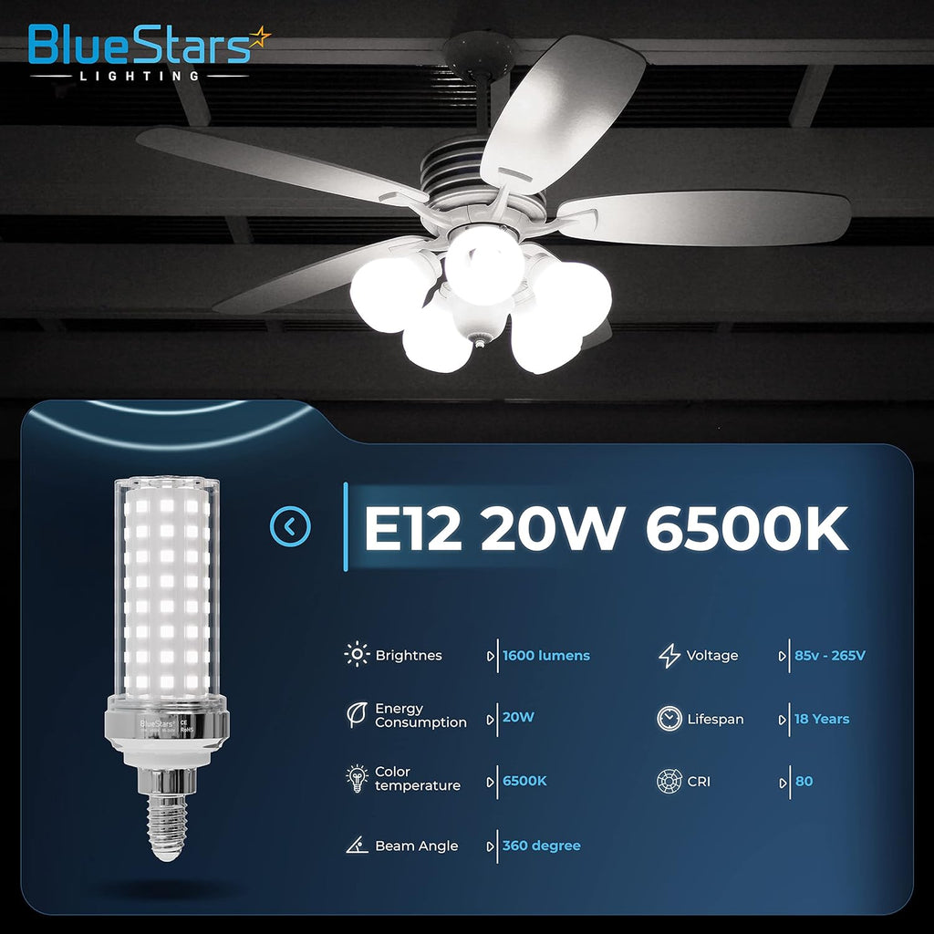 20W LED Corn Light Bulb 4.5in E12 Candelabra Base 150W Equivalent