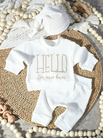 Baby Boy Girl Clothes Outfits Long Sleeve Romper Bodysuit Baby Shower Coming Home Outfit Shirt+Pants+Hat