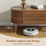 Fluted Lift Top Coffee Table with Storage,Modern Oval Coffee Table or Home Office（Walnut）