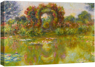 Canvas Print Wall Art Lily Pond, The Roses by Claude Monet Historic Cultural Illustrations Impressionism Scenic
