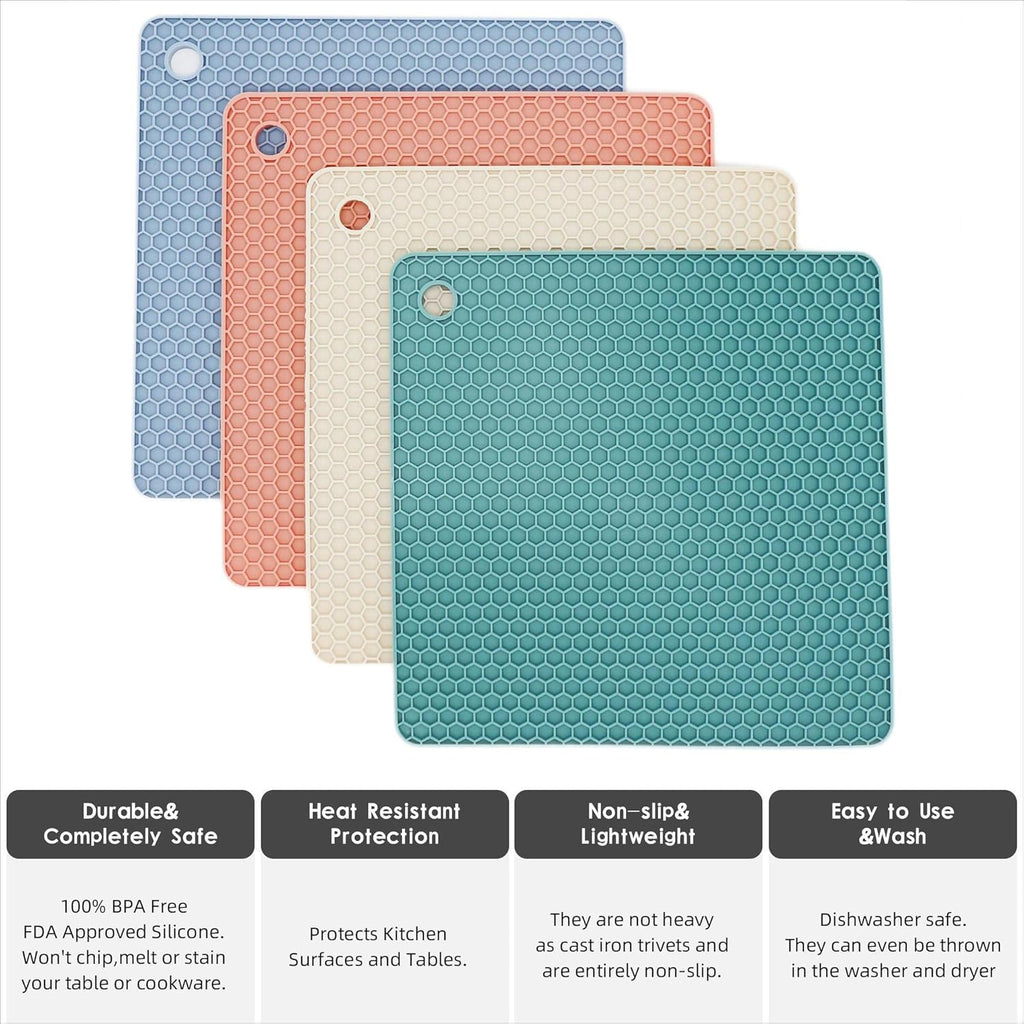 Silicone Trivets for Hot Dishes, Pots and Pans, Hot Pads, Mixing Color Silicone Pot Holders Mats Quartz Counter Heat