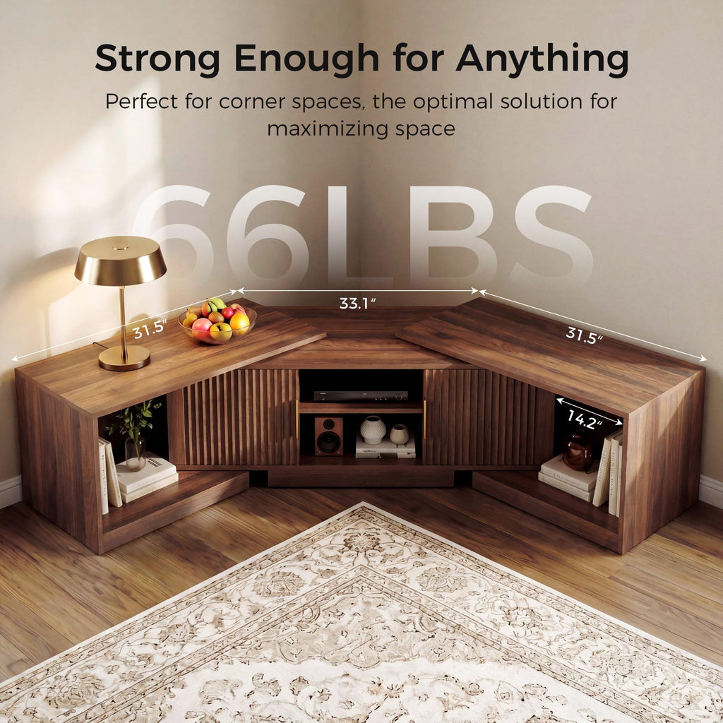 TV Stand for 55-80 Inches TVs, 63"-84.6" Adjustable Length, Extendable Corner Entertainment Center with Storage