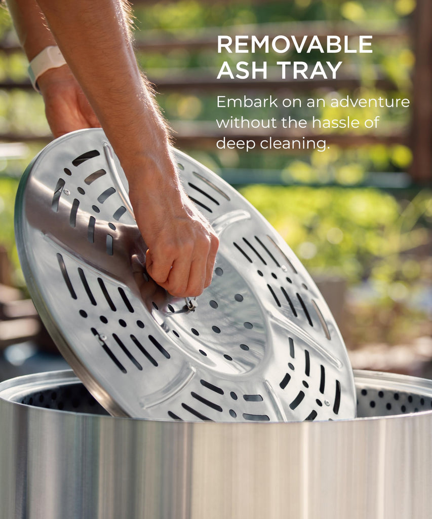 Smokeless Fire Pit, 20.0 inch Firepits for Outside with Removable Ash Pan, Portable Low Smoke Stainless Steel Outdoor