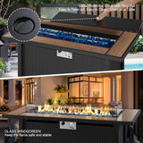 45 inch Propane Fire Pit Table, 50,000 BTU Outdoor Gas Fire Pit Table with Lid, Glass Wind Guard, Waterproof Cover, Rectangle Gas Firepit Table for - Image 5