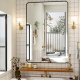 30 x 48 Inch Bathroom Mirror, Rounded Rectangular Vanity Mirror for Wall, Modern Mirror for Room Decor, Black Framed
