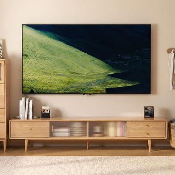 86" Solid Oak TV Stand, Extra Large Entertainment Center, Fully Assembled