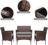 4 Pieces Patio Rattan Chair Wicker, Outdoor Indoor Use Backyard Porch Garden Poolside Balcony Furniture Sets (Grey) A106-B07W4P6BX3