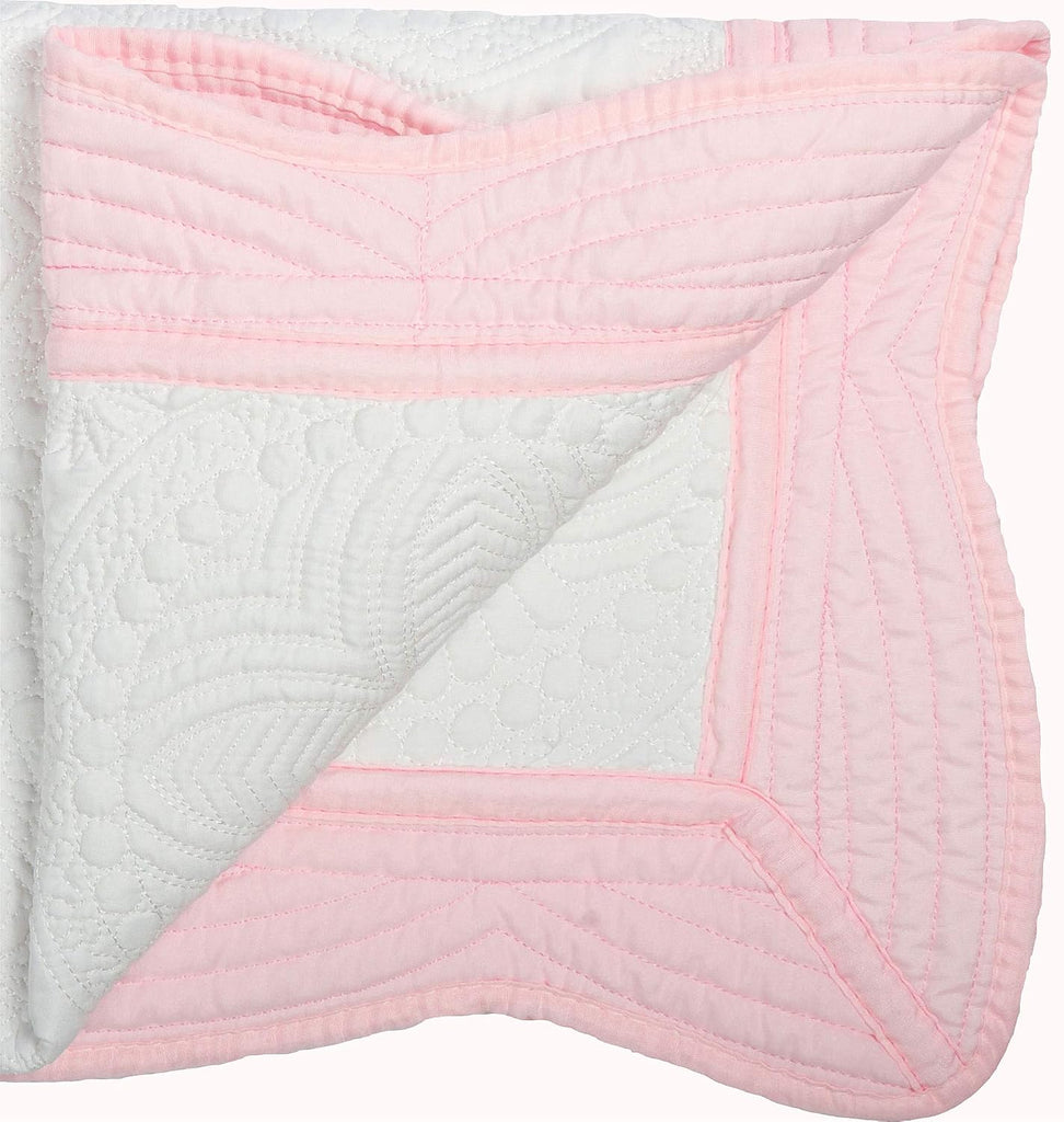 Baby Quilt,White with Pink Trim