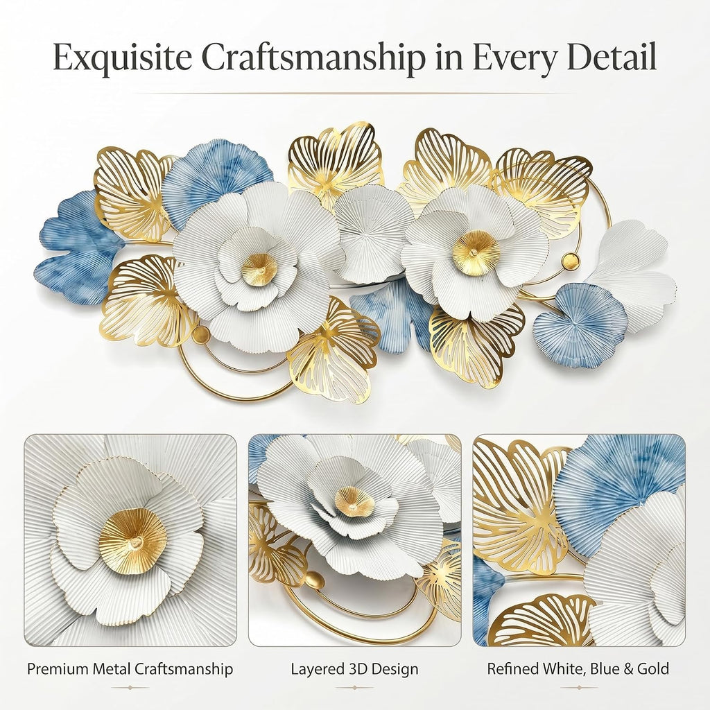 Large 3D Metal Wall Decor,Flower Wall Art