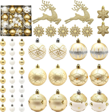 Festive Christmas Ball Ornaments Set, Shatterproof Decorative Baubles, Hanging Decorations for Holiday Tree - Set of 45