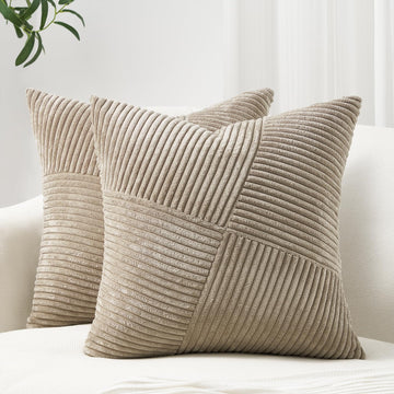 Lightbrown Throw Pillow Covers 20x20 Inch Set of 2 Modern Farmhouse Home Decor Pillow Covers for Spring Sofa Living