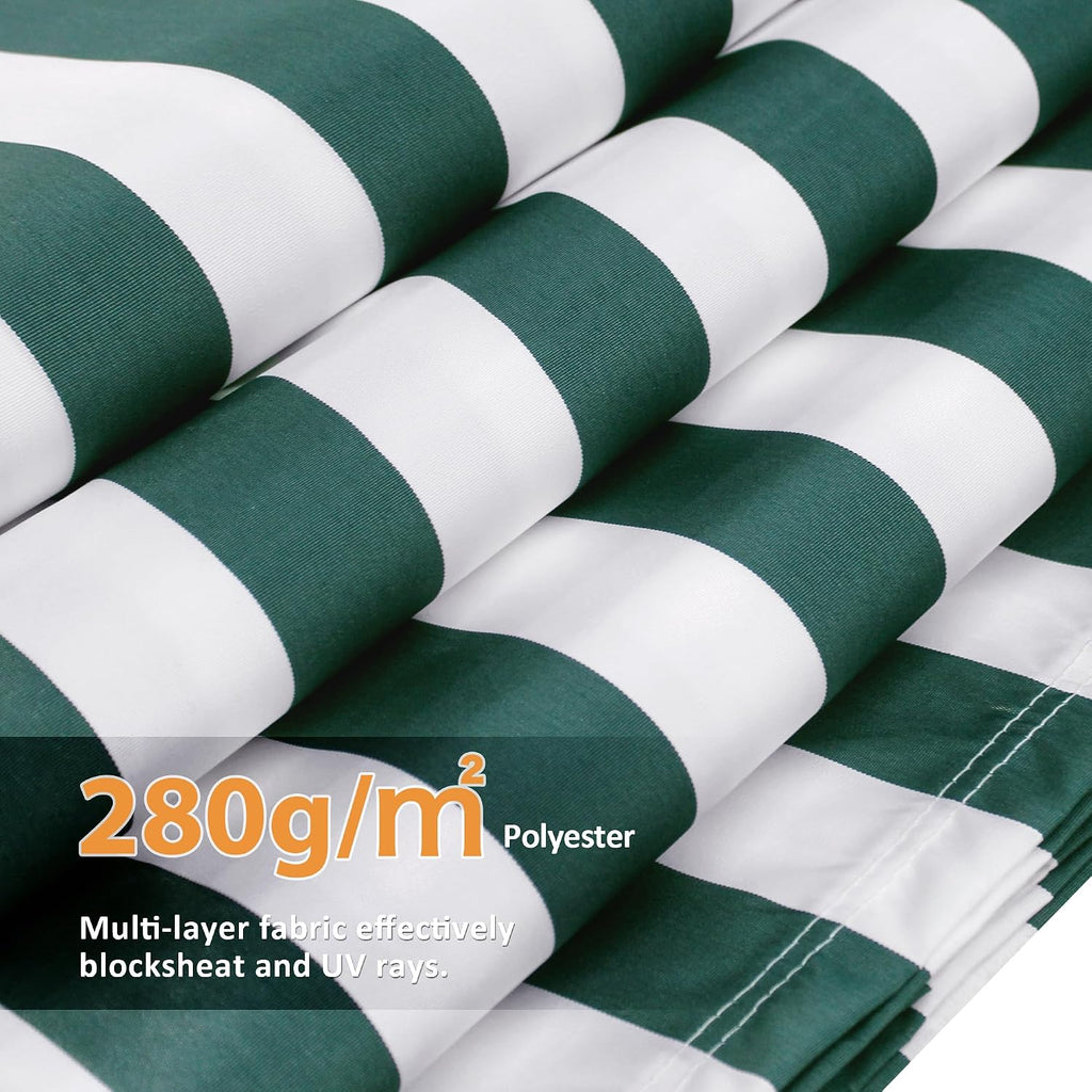 11.5x9.5 Feet Manual Retractable Patio Door Window Awning Sunshade Shelter Outdoor Canopy, 1210 (Green with White