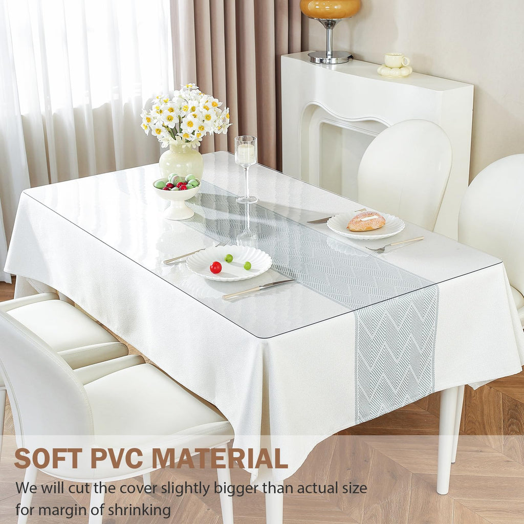 Clear Table Cover Protector 35.4x70.9 in, 1.5mm Thick Plastic Mat