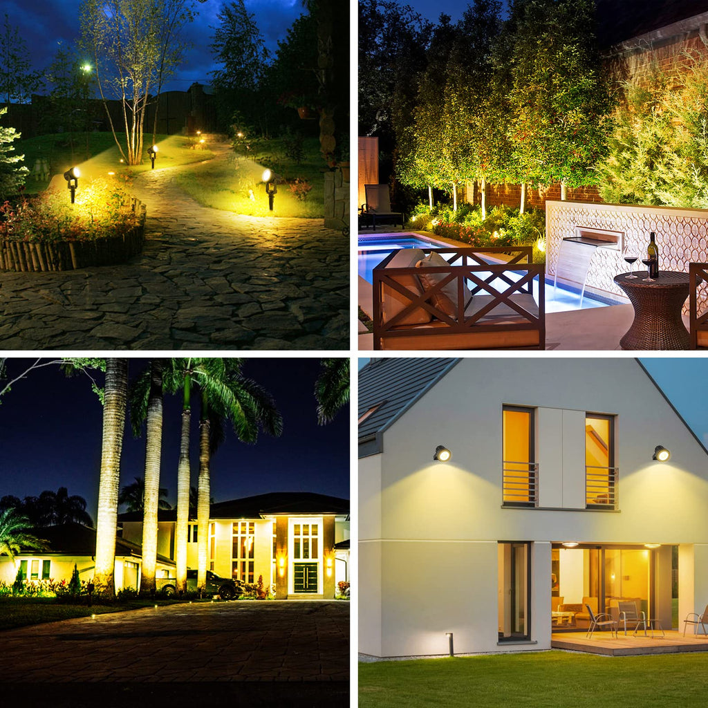 Solar Landscape Spotlights 4-Pack Warm White 3000K Outdoor Garden