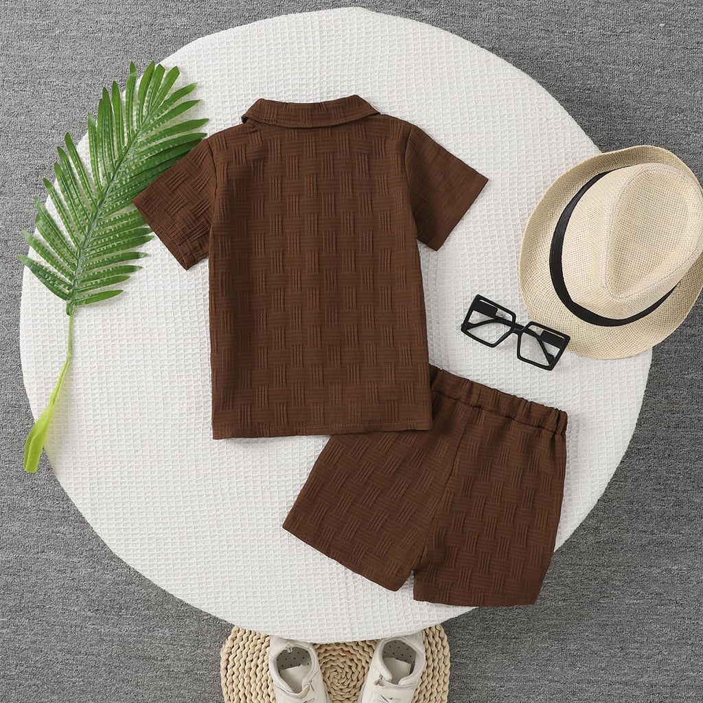 Years Toddler Boys Clothes 2 Piece Summer Outfit Short Sleeve Button Down Shirt Top and Shorts Set