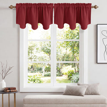 Kitchen Blackout Window Valances Short Scalloped Pole Pocket