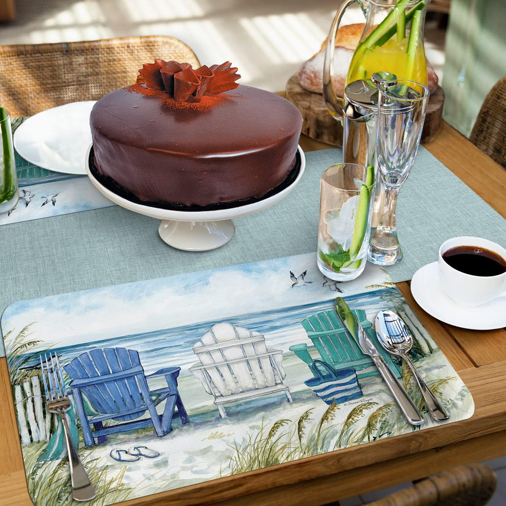 Chairs By The Sea Reversible Easy Care Placemat 4 Pack - Set of 4