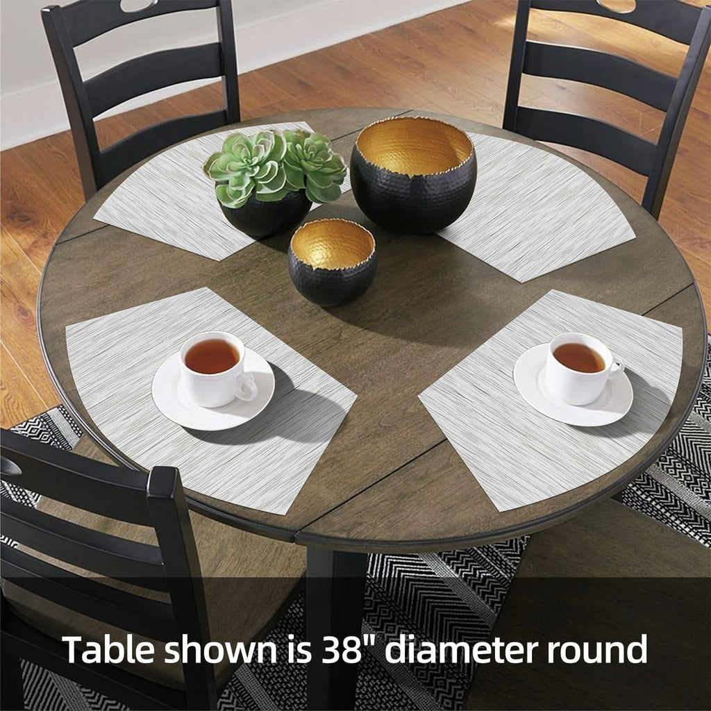 Round Table Placemats Set of 7 Wedge Shaped Place Mat with Round Centerpiece Mat Heat Resistant Table Mats Washable