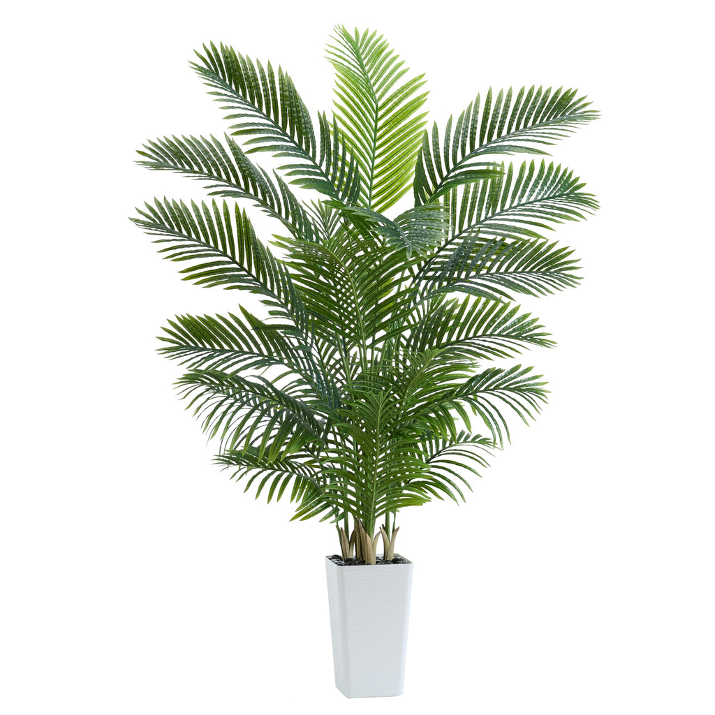 Artificial Palm Tree, 6FT Tall Faux Plants Indoor with White Planter