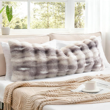 Set of 1 Plush Throw Pillow Cover 14x36 Inch Soft Decorative Fluffy Faux Fur Pillowcase Cushion Cover for Couch Sofa