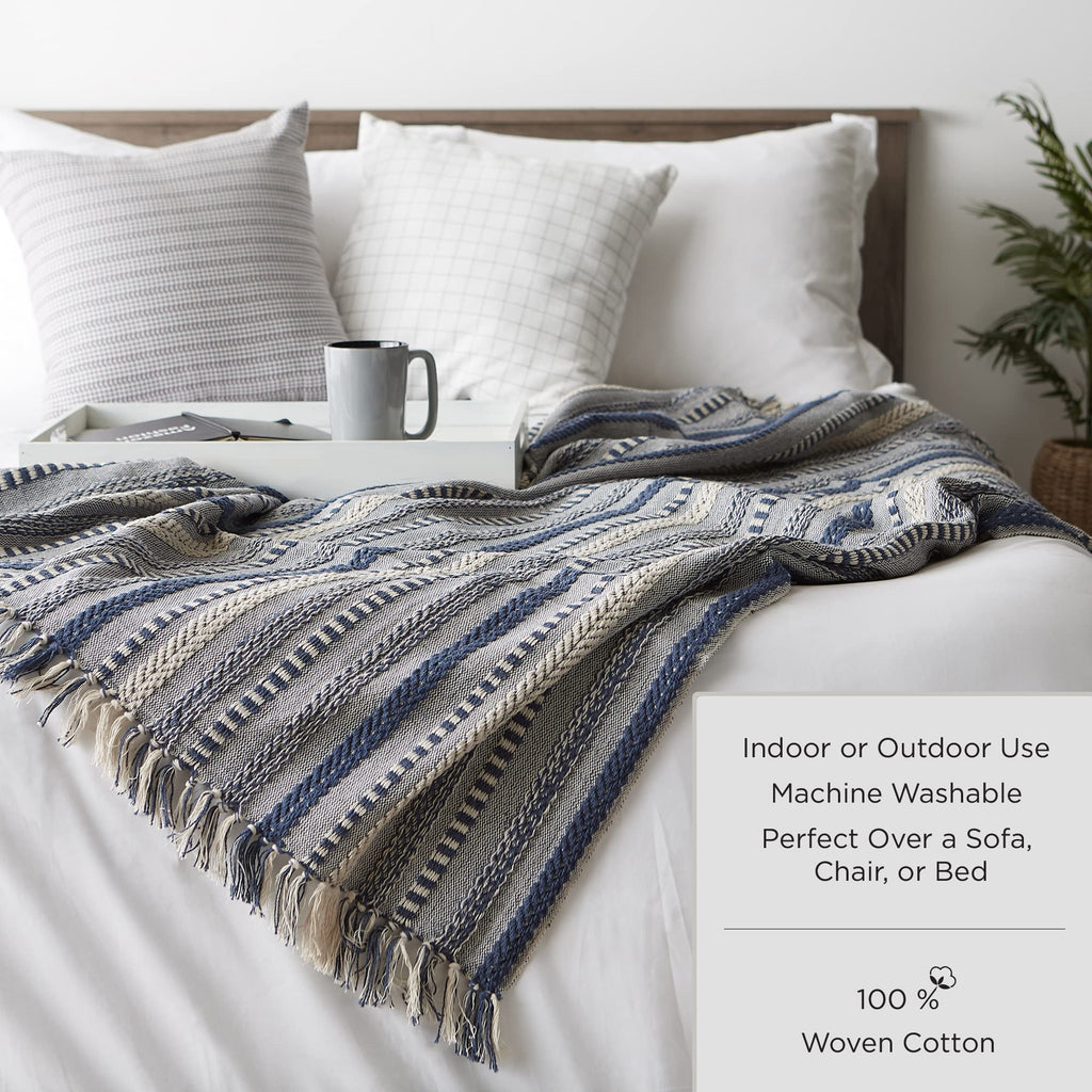 Rustic Farmhouse Double Diamond Woven Throw, 50x60, Pumpkin Spice