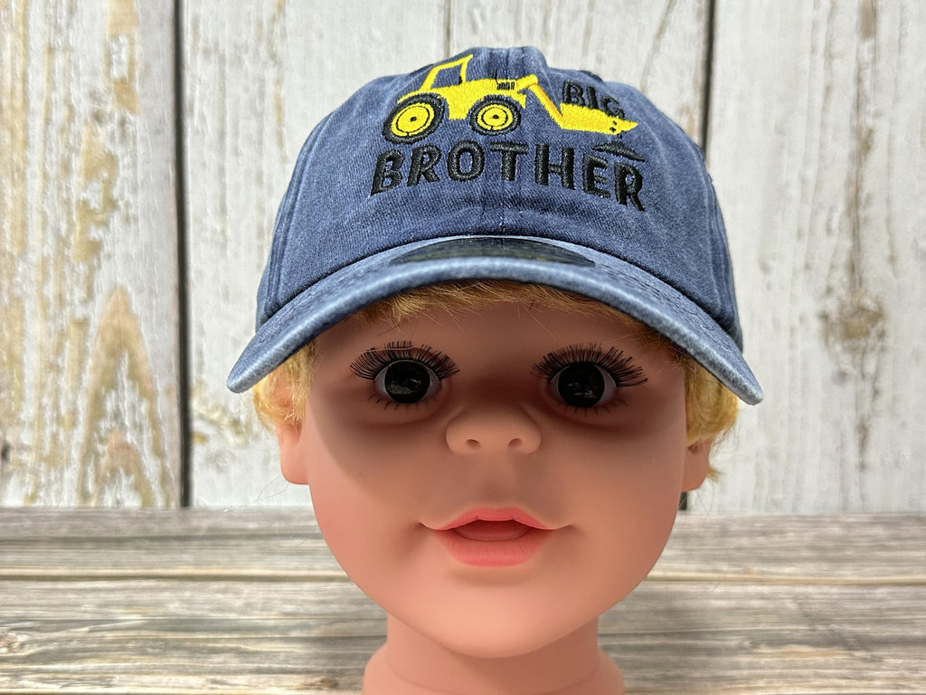 Big Brother and Excavator Embroidered Baseball Cap Gift for Boy