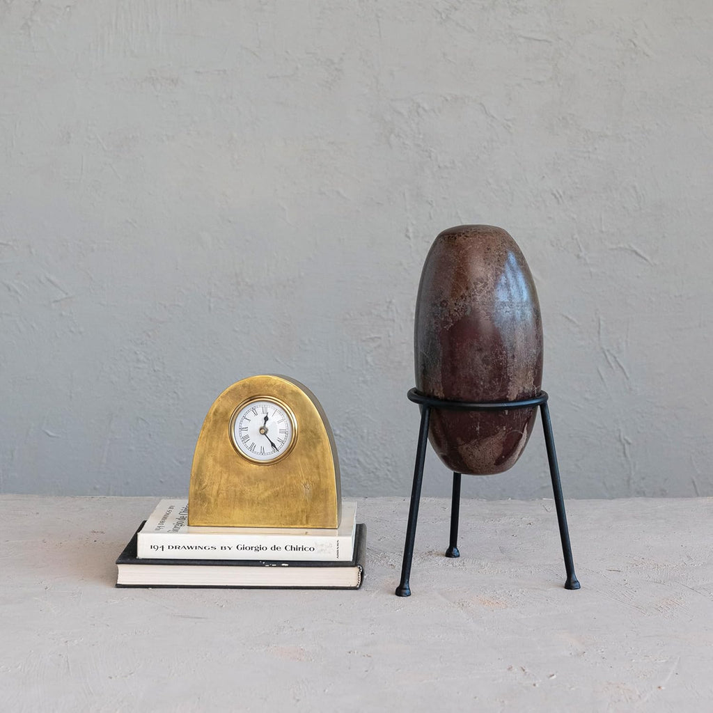 Creative Co-Op Metal Mantel Clock for Display, Antique Gold