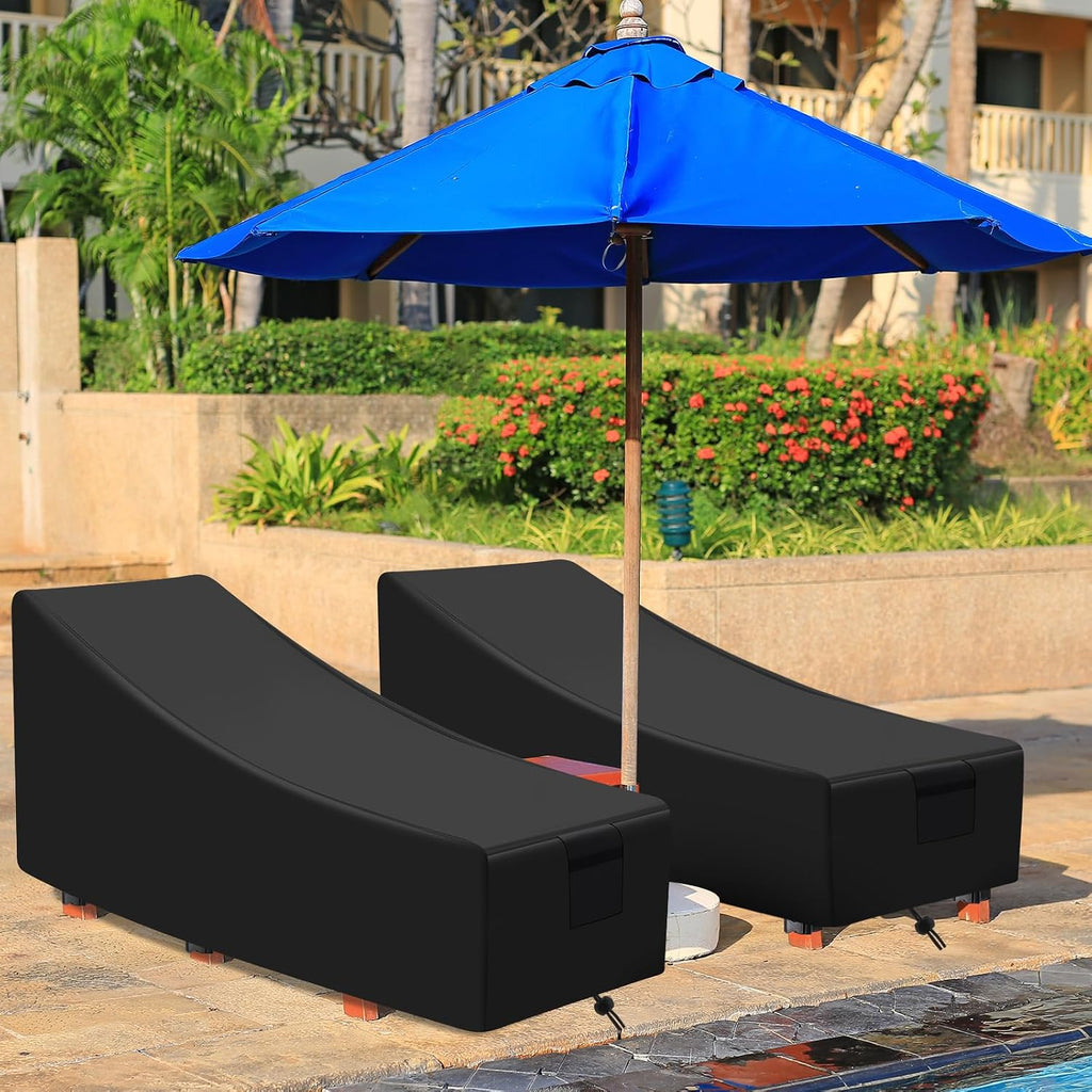 2 Pcs Patio Chaise Lounge Cover Outdoor Waterproof, 80"W x 35.5"D x 33"H Chaise Lounge Chair Cover, UV Resistant