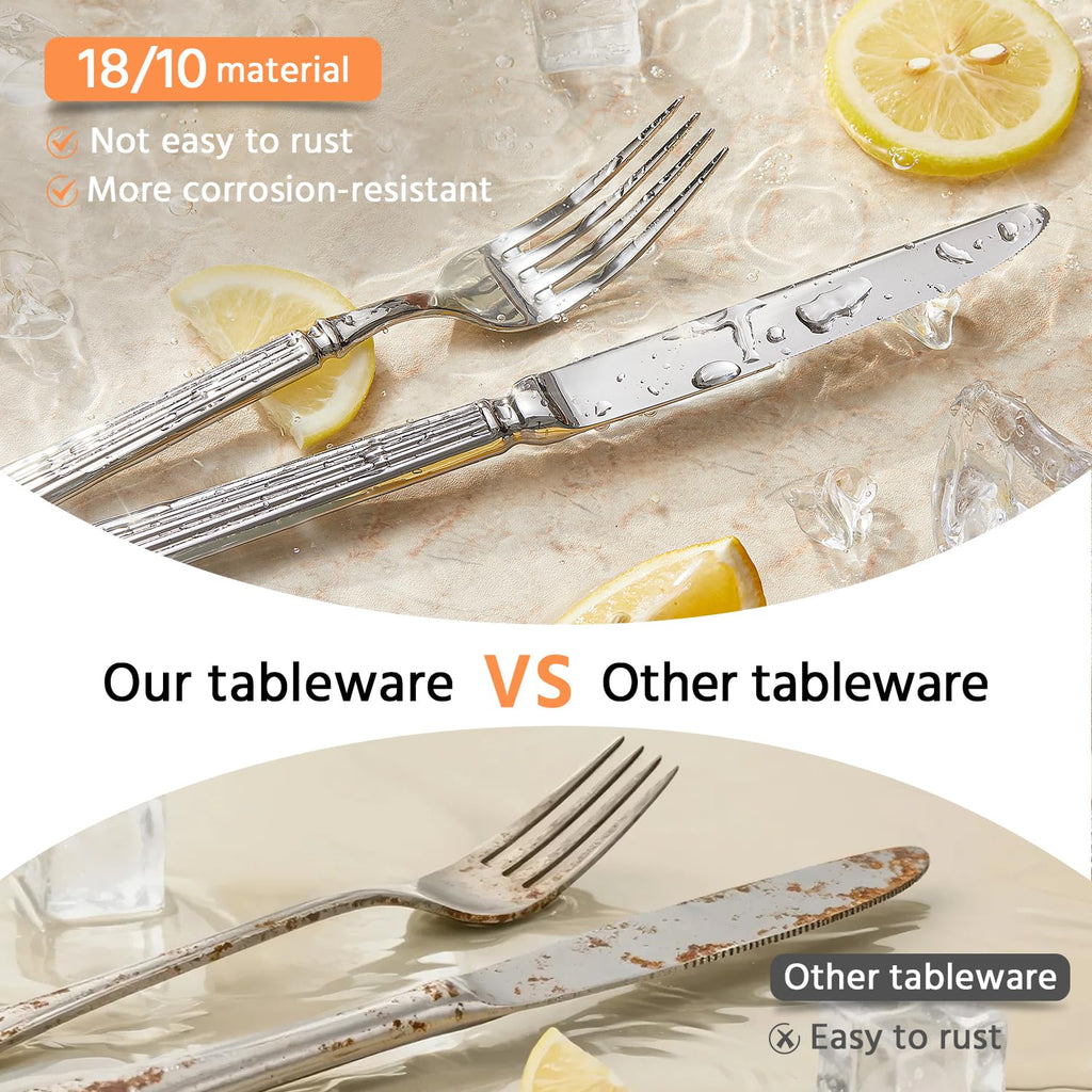 60-Piece Silverware Set, 18/10 Stainless Steel Flatware Set