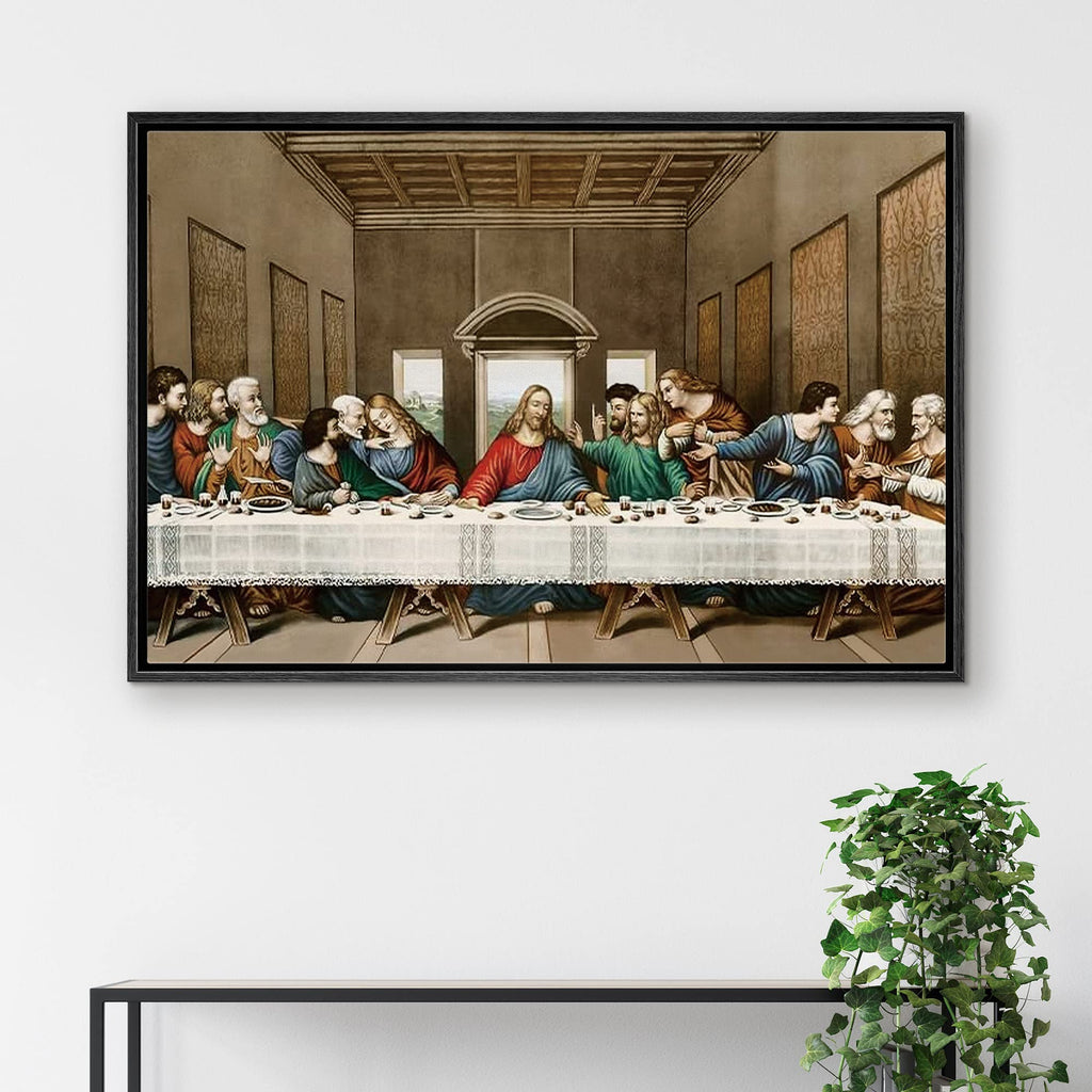 Framed Canvas Print Wall Art The Last Supper by Leonardo da Vinci Coastal Historic Illustrations Renaissance