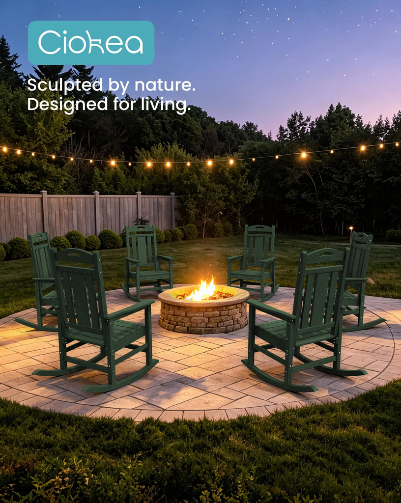 Oversized Outdoor Rocking Chairs Set of 8, 380lbs Heavy-Duty Large Patio Rocker, High Back Cozy Porch Chairs, Weather
